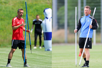 Chemnitzer FC und FSV Zwickau in der Regionalliga Nordost: Das sagen die Trainer vor dem Saisonstart - CFC-Trainer Christian Tiffert (l.) und FSV-Coach Rico Schmitt traten zum Doppel-Interview an.