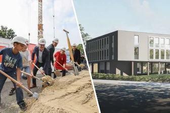 Chemnitzer Kooperationsschule wächst: Stelzen-Neubau schafft Platz für mehr Schüler - Am Donnerstag erfolgte der erste Spatenstich. Etwa in einem Jahr soll der Stelzenanbau fertig sein.