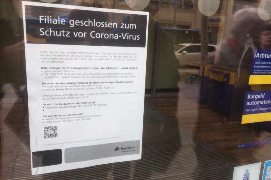 Chemnitzer Postbank-Filiale im Zentrum wegen Corona geschlossen - 