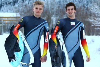 Chemnitzer Rodler holt Bronze - Pascal Kunze (links) und Timon Grancagnolo (rechts)