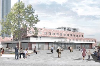 Chemnitzer Stadthalle wird Kongresszentrum - So könnte der Eingang zum Kongresszentrum aussehen.