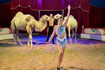 Circus Romantica macht Station in Zschopau - Tierpfleger und Feuerspucker Michel Pistor und die 15-jährige Rahma, hier bei einem Auftritt in Stollberg.
