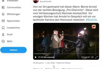Coronaregeln mit NS-Zeit verglichen: Pro-Chemnitz-Stadtrat freigesprochen - Wenige Wochen nach dem Interview mit Bernd Arnold twitterte die Stern-Reporterin über den Vorfall.