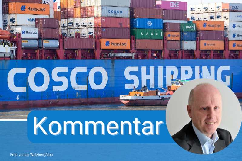 Hamburg: Das Containerschiff "Xin Lian Yun Gang" der Reederei Cosco Shipping liegt am Containerterminal Tollerort. Das Bundeskabinett hat sich im Streit um einen chinesischen Einstieg bei einem Containerterminal im Hamburger Hafen auf einen Kompromiss verständigt.