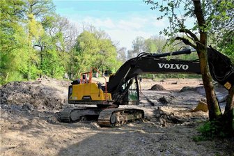 Crimmitschau: Was passiert derzeit am Froschteich im Sahnpark? - Dass sich hier der Froschteich befindet, ist momentan kaum vorstellbar. Das Gewässer wird saniert und somit für Amphibien als Lebensraum erhalten. 