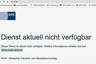 Cyberattacke legt IHK bundesweit lahm - Knappe Anzeige auf der Webseite der IHK Chemnitz. 