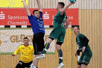Dachse mit zu wenig Biss - War mit seinen sieben Treffern gut dabei, konnte an der deutlichen Niederlage aber auch nichts ändern: HSG-Kapitän Nico Werner (am Ball) gegen die gut stehende Glauchauer Abwehr.