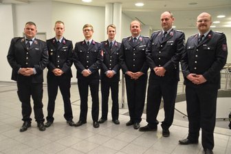 Das sind die führenden Köpfe der Feuerwehren in Breitenau, Gahlenz, Wingendorf und Hartha - Thomas Ladewig, Maximilian Brückner, Paul Schulze, Benjamin Glöß, Nico Böttger, Frank Jorga und Gemeindewehrleiter Christoph Uhlmann.