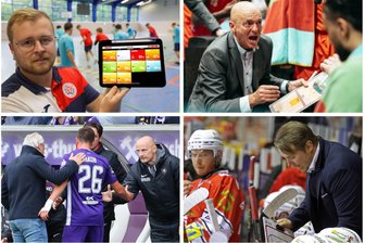 Datenbasierte Auswechslungen: Wird ein Amateurklub aus Hohenstein-Ernstthal zum Vorbild für die Niners, Eispiraten oder Erzgebirge Aue? - Dominik Naujoks (oben links) hat bei HOT 05 neue Technik etabliert. Was sagen die Niners, die Eispiraten und Erzgebirge Aue (im Uhrzeigersinn) dazu?
