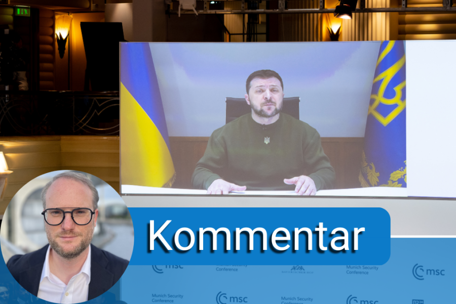 München: Wolodymyr Selenskyj, Präsident der Ukraine, nimmt per Videoschalte an der Sicherheitskonferenz teil.