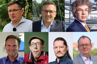 Debatte zur Bundestagswahl in Zwickau: Welche Frage wollen Sie den Bewerbern stellen? - Diese Kandidaten sind bei der Wahldebatte dabei (von links oben): Jens Juraschka (SPD), Carsten Körber (CDU), Matthias Moosdorf (AfD), Nico Tippelt (FDP), Manuel Schramm (Grüne), Patrick Leonhardt (Linke) und Heiko Döhler (BSW).