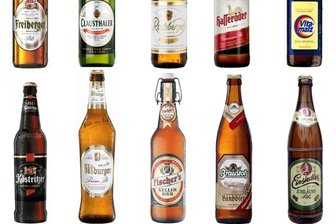 Verschiedene Formen von Bierflaschen im Jahr 2012