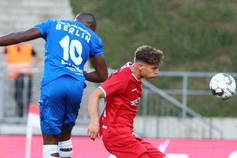 Der FSV Zwickau verteidigt desolat gegen Altglienicke: Drei Standards und drei Gegentore per Kopf - Gegen die Wucht von VSG-Stürmer Manassé Eshele (links) hatte der FSV (im Bild Jahn Herrmann) wenig entgegenzusetzen.