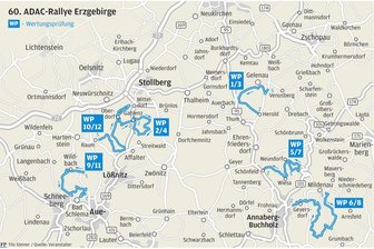 Der Kampf ums Triple – Lokalmatador Julius Tannert und seine Mission bei der Rallye Erzgebirge - Die Wertungsprüfungen der 60. ADAC-Rallye Erzgebirge auf einen Blick.