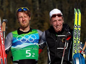 Deutsche Herren erkämpfen Sprint-Silber - Jubeln über Silber: Axel Teichmann (l.) und Tim Tscharnke