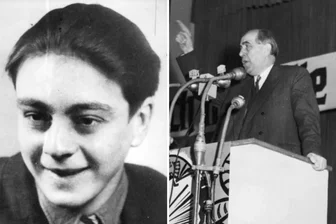 Die ersten DDR-Wahlen vor 75 Jahren: Schüler, die mutig „Nein“ sagten - In Westberlin organisierte Bürgermeister Ernst Reuter (rechts im Bild) den Protest gegen die Inhaftierung und das spätere Todesurteil gegen den Schüler Hermann Josef Flade (links im Bild) aus Olbernhau.