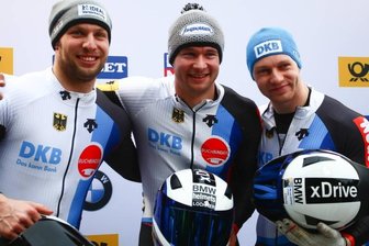 "Die Konkurrenz ist hellwach" - Deutschlands erfolgreiche Bobpiloten Nico Walther, Johannes Lochner und Francesco Friedrich (von links). Privat verstehen sich die zwei Sachsen und der Bayer Lochner gut, in der Bahn sind sie Konkurrenten.