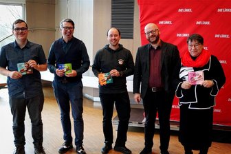Die Linke im Landkreis Zwickau: Leben Totgeglaubte wirklich länger? - Das sind die fünf Direktkandidaten der Zwickauer Linken für die Landtagswahl (v.r.): Ute Brückner, Frank Dittrich, Michael Berger, René Hahn und Sven Voitel.