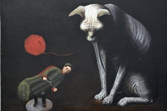Die surreale Welt von Hanna Remestvenska in Braunsdorf: In der Werkstatt für eine bessere Welt - „Nein dem Krieg“ - eines der eindringlichen Bilder von Hanna Remestvenska in der Galerie Inselsteig in der Historischen Schauweberei Braunsdorf.