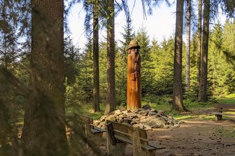 Die Wilden Männer von Geyer: Was es mit dem beliebten Wanderziel auf sich hat - Dieser Wilde Mann steht seit 2006 im Geyerschen Wald. Am Sonntag ist er Ziel eines Familienpfingsttreffens. Das hat eine mehr als 100-jährige Tradition und kann bei gutem Wetter Hunderte Ausflügler anziehen.