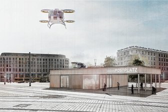 Die Zukunft hat längst begonnen: Freistaat Sachsen erhält Vorstudie für Flugtaxi-Betrieb - So wie auf dieser Animation könnten bald Flugtaxis den Himmel über Sachsen bevölkern. 