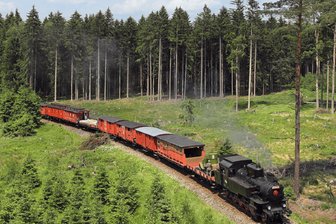 Dieser historische Zug macht Station im böhmischen Grenzbahnhof Weipert - Der Legionärszug Legiovlak unterwegs - er machte dieses Jahr schon in vielen tschechischen Bahnhöfen Station.