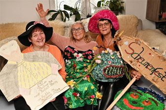 Disney-Zauber in Penig: Frauen wollen mit Kostümen den Sieg - Ines Dell, Monika Oreč und Simone Rost (v. l.) sind vom Fasching in Penig begeistert und lassen sich in der Gruppe mit weiteren Frauen immer wieder neue Kostümierungen einfallen.