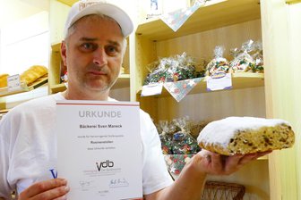 Dresden kürt Stollen: Bäckerei Maneck in Gelenau gewinnt dreimal Gold - Für seinen Rosinenstollen hat der Gelenauer Bäcker Sven Maneck von der Jury 100 Punkte bekommen.