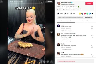 „Du hast es dir verdient“: Katja Krasavice gönnt sich ein Gold-Steak - und das Netz feiert sie dafür - Die Rapperin Katja Krasavice lässt sich ein Gold-Steak schmecken.