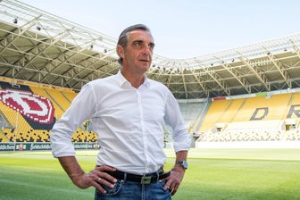 Dynamo-Legende in Hainichen: Warum Ralf Minge auf Jens Weißflog folgt - Der Ex-Dynamo Ralf Minge im Jahr 2018 im Stadion in Dresden.
