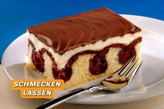 Ein wahres Fest: Die Donauwelle mit fruchtiger Süße - Unter der Schokoladendecke plätschert zwischen Buttercreme und Kirschen die Donauwelle entlang.