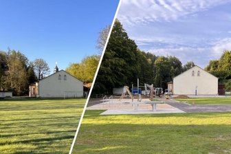 Einweihung mit Weinfest: Ein Prosit auf den neuen Sportplatz in Marbach - Aus dem Fußballplatz in Marbach (links) wurde ein Spiel- und Sportplatz.