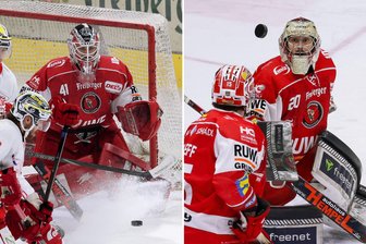 Eispiraten Crimmitschau und ein Luxusproblem im Tor: Wer stets zuerst über die Entscheidung von Trainer Jussi Tuores informiert wird - Sie zeigen starke Leistungen im Tor der Eispiraten Crimmitschau: Kevin Reich (links) und Christian Schneider (rechts).