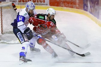 Eispiraten: Verteidiger kehrt an die Küste zurück - Gregory Kreutzer (rotes Trikot) hat in 45 Partien das Trikot der Eispiraten Crimmitschau getragen. Er wechselt nach Bremerhaven. 