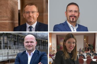 Endspurt im Wahlkampf: So positionieren sich Landratskandidaten zu Krankenhausstandort in Freiberg und Mittweida - Sven Krüger (o. li.), Jens Tamke, Mario Lorenz (u. li.) sowie Cindy Reimer werden zum Leserforum erwartet.