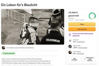 „Er war einfach Blaulicht-verrückt“: Tausende Menschen spenden für Hinterbliebene des getöteten sächsischen Polizisten - Mehr als 4800 Einzelspenden sind für die Hinterbliebenen des getöteten sächsischen Polizisten schon bis Donnerstagmittag auf der Plattform "Gofundme" eingegangen. Foto: Screenshot/Gofundme