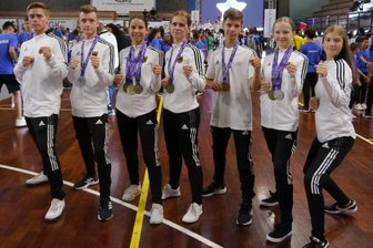 Erfolgreiche Italien-Reise - Stark gekämpft: Valentin Leißner, Jonas Pötschke, Michelle Süß, Selina Fabian, Dustin Striesche, Fabienne Baberske und Lilly Leißner erkämpften gemeinsam sieben Medaillen und schrammten in einigen Duellen haarscharf an weiterem Edelmetall vorbei.