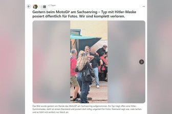 „Ernsthafte Reue gezeigt“: Verfahren wegen Auftritts mit Hitlermaske beim Sachsenring eingestellt - Ein Nutzer der Plattform „Reddit“ hatte dieses Foto im Netz veröffentlich.