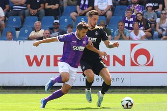 Erst Clausen, dann Tashchy: Erzgebirge Aue schlägt Zweitligaabsteiger Osnabrück hochverdient - Ein umkämpftes, spannendes Spiel zwischen dem VfL Osnabrück und dem FC Erzgebirge Aue, hier mit Bashkim Ajdini (links) und Boris Tashchy (rechts) im Zweikampf, fand schließlich einen verdienten Sieger.