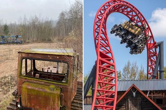 Erweiterungspläne für den Freizeitpark Plohn: Das soll aus der Mondlandschaft hinter „Dynamite“ werden - Mondlandschaft hinter der Achterbahn: Hier hat der Freizeitpark viel vor.