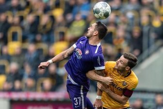 Erzgebirge Aue holt Ballas aus Dresden - Ex-Mainzer kommt aus Frankreich - Vergangene Saison gegeneinander, ab sofort miteinander: Pascal Testroet (links) und Florian Ballas (rechts), der von Dynamo Dresden zum FC Erzgebirge wechselt.