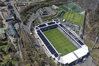 Erzgebirge Aue und Erzgebirgsstadion bekommen eine neue Anschrift - Das Erzgebirgsstadion in Aue aus der Luft.