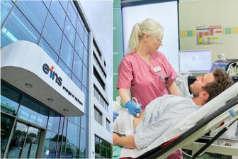 Erzgebirgsklinikum: Eins Energie zieht Beschwerde gegen Millionenzahlung im Insolvenzverfahren zurück - Die Eins-Energie-Zentrale in Chemnitz: Der Versorger hat seine Beschwerde zurückgezogen. Kann das Erzgebirgsklinikum bald wieder normal arbeiten? Rechts im Bild die Notaufnahme mit der ärztlichen Leiterin Christin Dylong im Krankenhaus Stollberg.