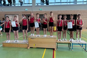 ESV Lok Zwickau: Turn-Talente überzeugen bei Bezirksmeisterschafts-Premiere - Die erfolgreichen Zwickauer Mannschaften zeigen stolz ihre Medaillen. Von links nach rechts die Turner der AK 8/9, der AK 6/7 und der AK 10/11.