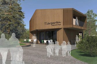 Falkensteiner Tiergarten bekommt neuen Eingang - So soll das neue Funktionsgebäude am Eingang des Falkensteiner Tiergartens aussehen, das zugleich auch den Stadtpark versorgt. Der entsprechende Entwurf des Büros Heidi Schettler aus Grünbach hatte den Planungswettbewerb gewonnen. Grafik: Stadt Falkenstein/Bauplanungsbüro Heid Schettler