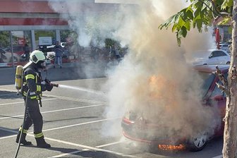 Feuerwehreinsatz in Meerane: Geparkter Renault fängt Feuer - Die angerückte Feuerwehr hat den Brand am Samstagnachmittag schnell gelöscht.