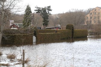 Feuerwehren in Flöha und Niederwiesa aktiv - Die Zschopau hat die Auen bei Niederwiesa und Flöha am Montagmorgen teilweise überflutet.