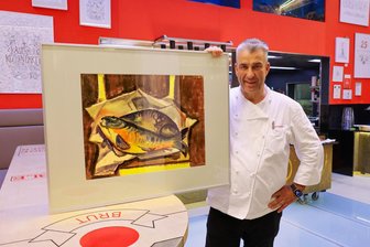 Fische und Katzen: Gersdorfer Künstler im Taschenbergpalais Dresden - Im Fischrestaurant von Gerd Kastemeier ist auch dieses Karpfen-Aquarell zu sehen.