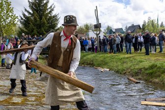 Flößersprung und Holzsägen lockt viele Besucher nach Muldenberg -