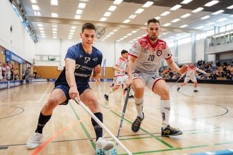 Floor Fighters verlieren Derby knapp - Gabriel Bonifacio (links) erzielte bei der 5:6-Niederlage im Derby gegen den Meister aus Leipzig zwei Treffer für Chemnitz. Die anderen Tore machten Konsta Kupela, Felix Irrgang und Camill Wagner. 